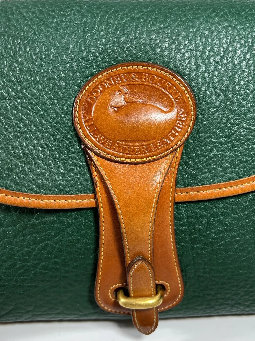🦆 DOONEY & BOURKE ESSEX FIR GREEN BRITISH TAN 90”S PEBBLED AWL VINTAGE MEDIUM
